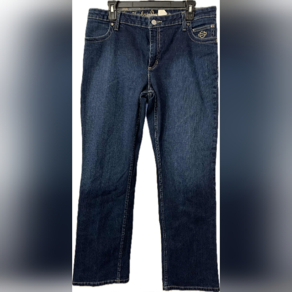 Harley-Davidson Women's Blue Straight Boot Cut Jeans Size 14